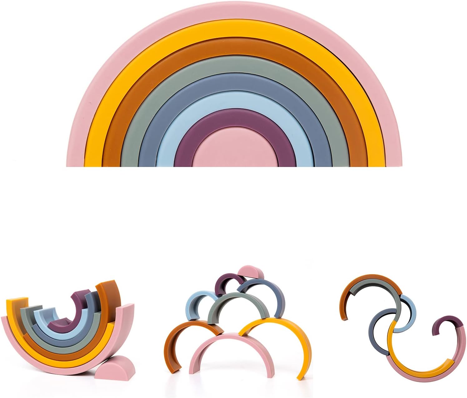 Silicone Stacking Rainbows | Retro Colors