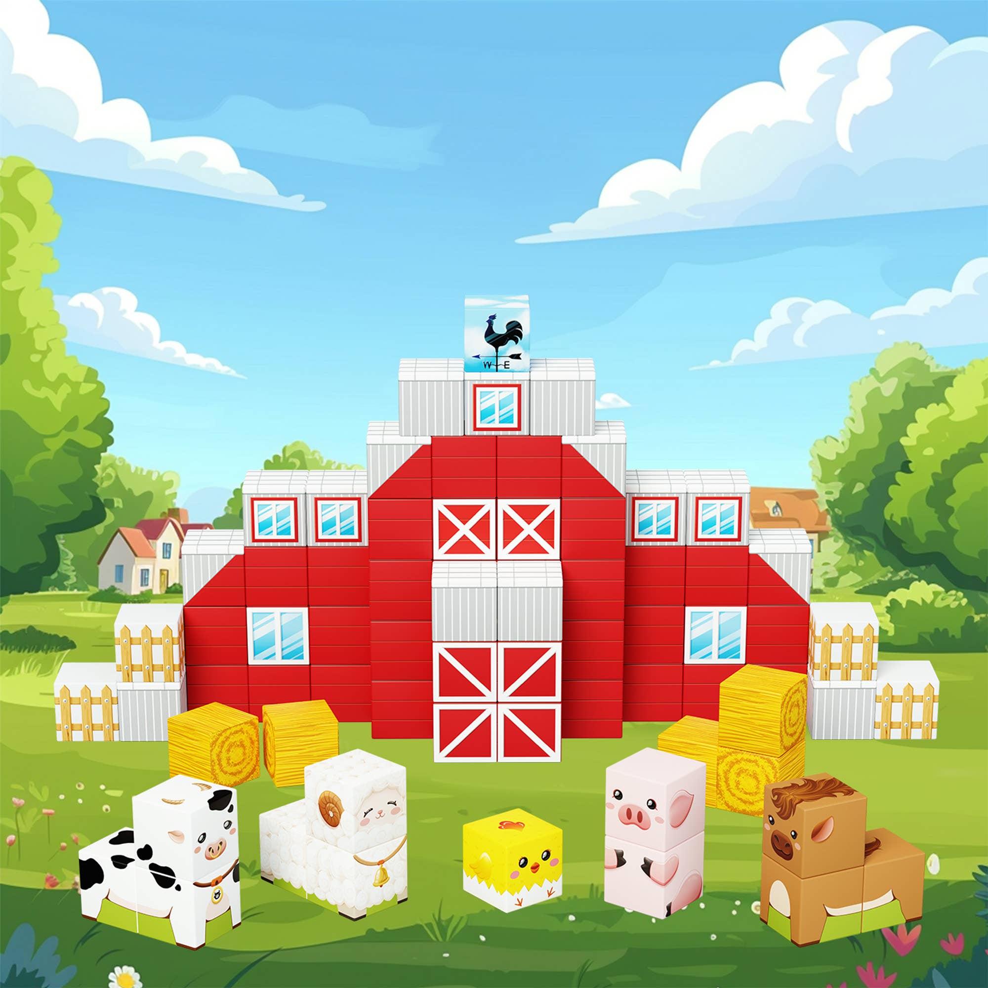 72pc Magnet Cube Farm House Theme