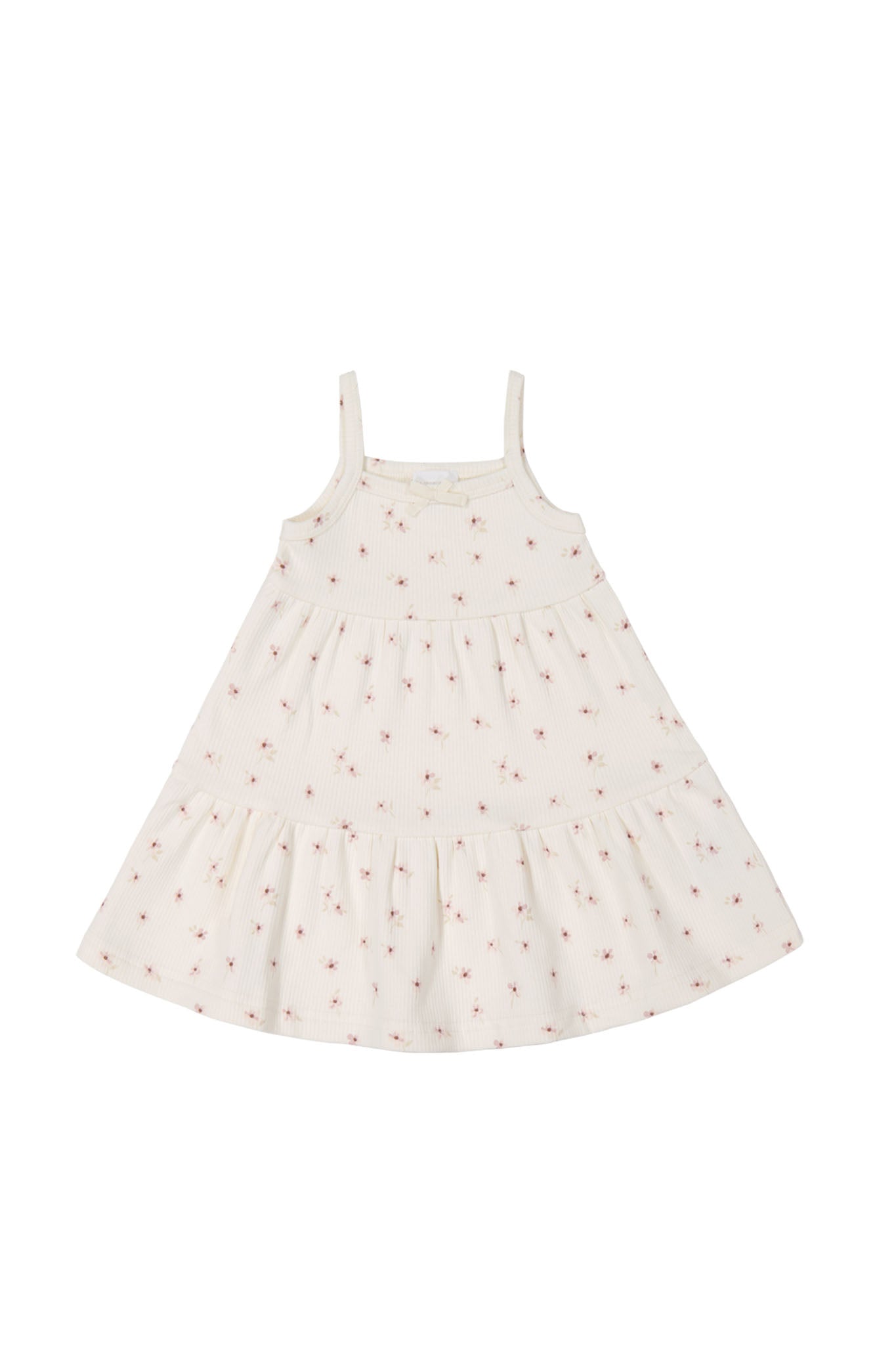Organic Cotton Fine Rib Matilda Dress - Simple Flowers Egret