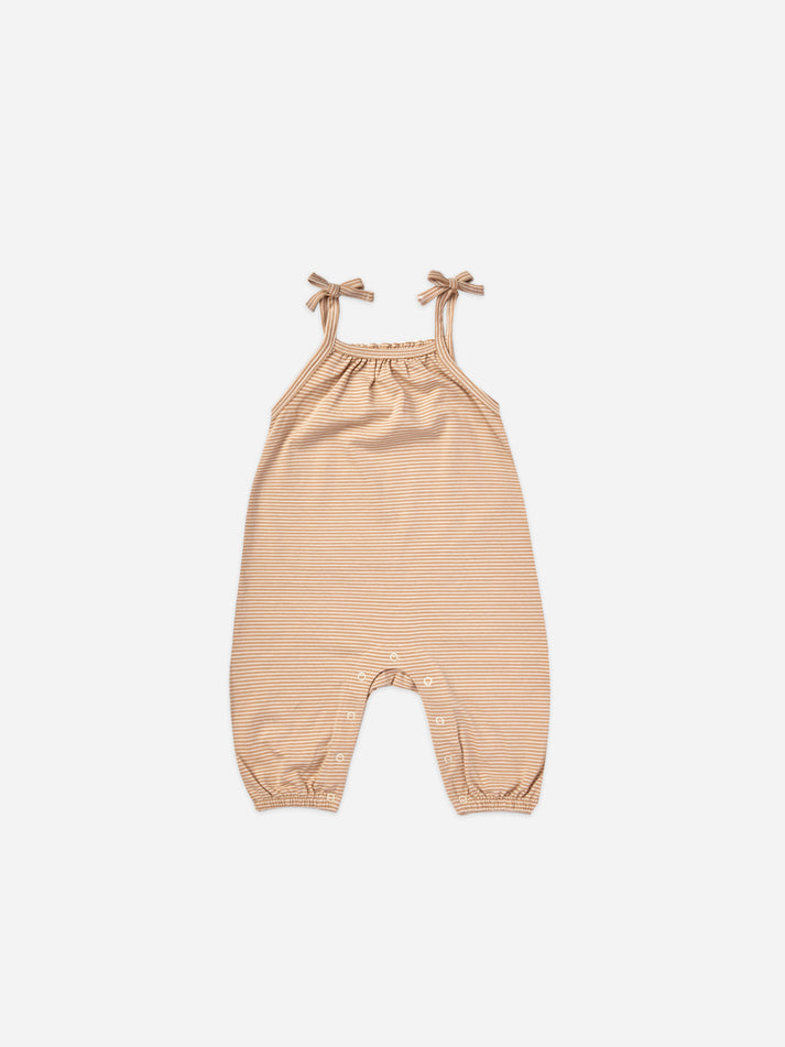 Smocked Jumpsuit | Apricot Stripe - LAST 3/6M & 6/12M