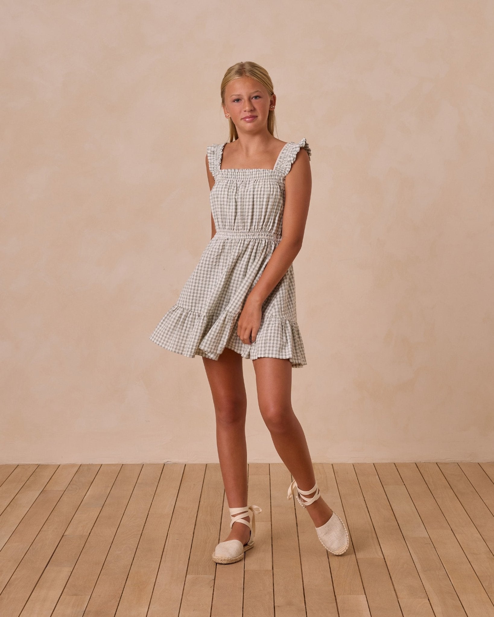 Annalise Dress || Eucalyptus Gingham (Teens)
