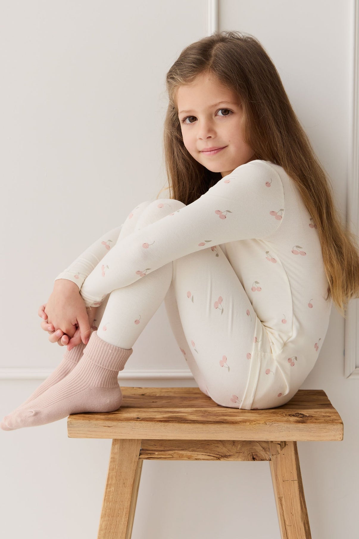 Bamboo Ari Long Sleeve Pyjama Set || Cherry Love Parchment