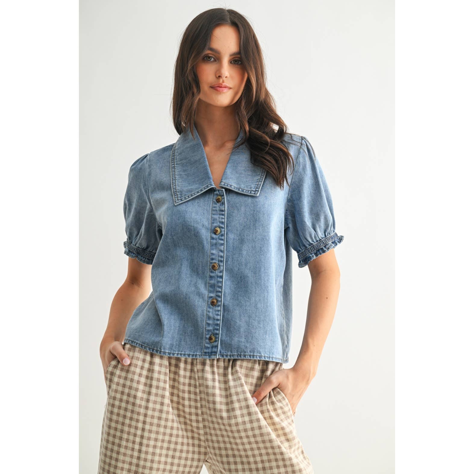 Button - Up Blouse || Denim
