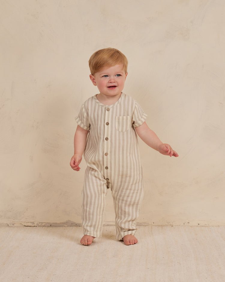 Charlie Jumpsuit || Ash Stripe - LAST 3/6M & 12/18M