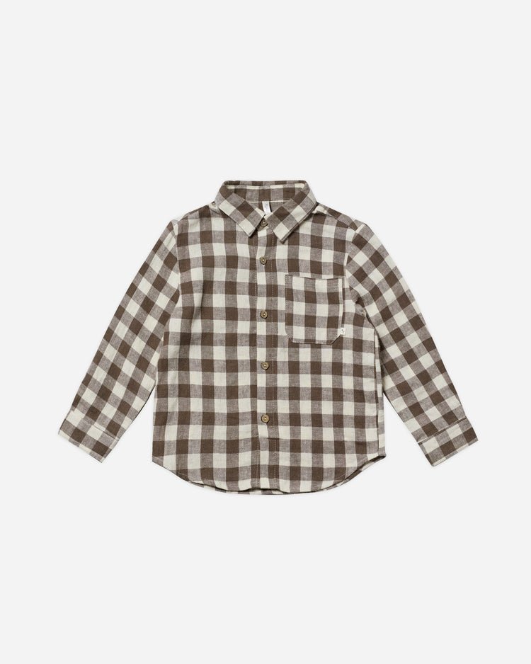 Collared Long Sleeve Shirt || Charcoal Check - LAST 8/9Y