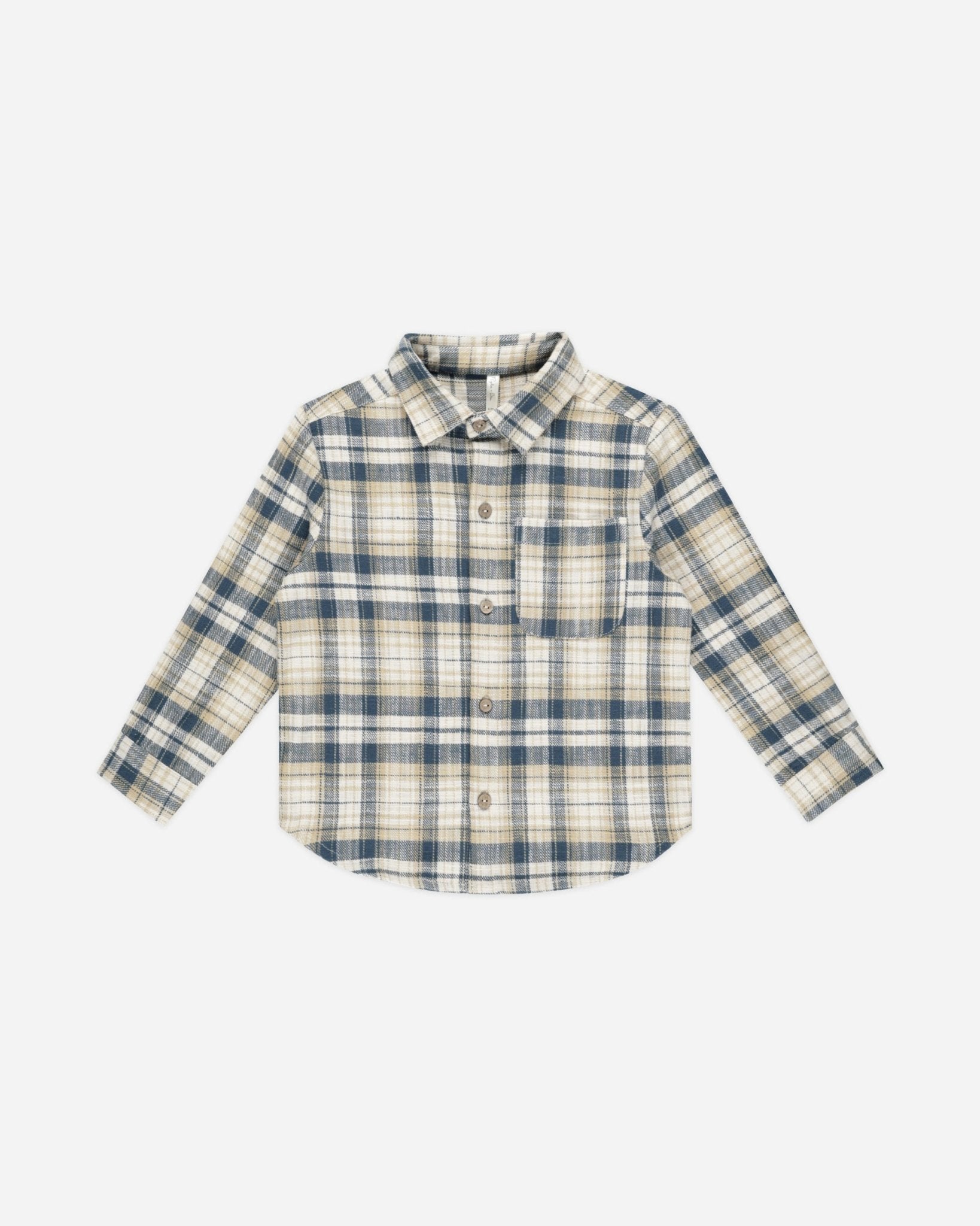 Collared Long Sleeve Shirt || Indigo Plaid