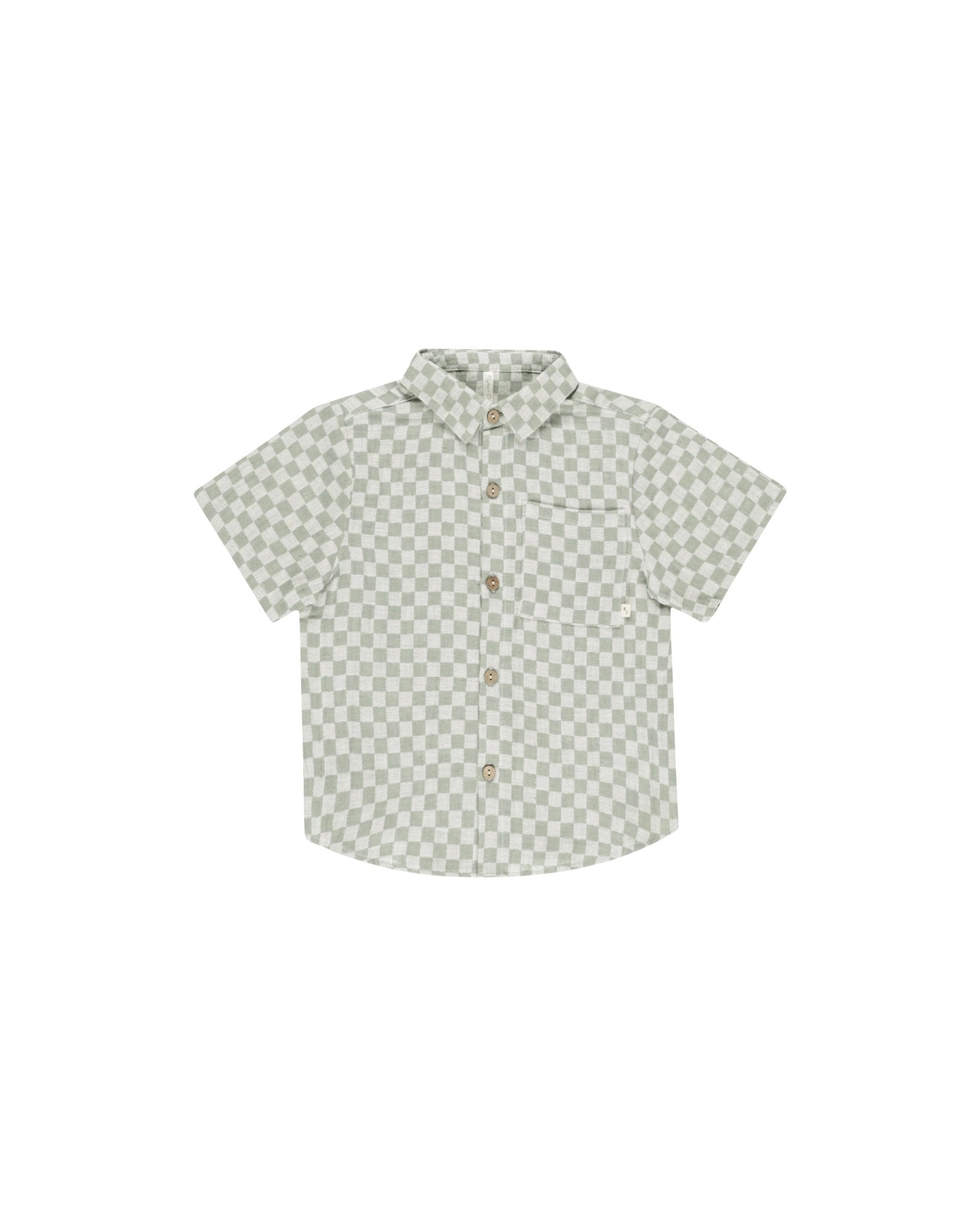 Collared Short Sleeve Shirt || Sage Check