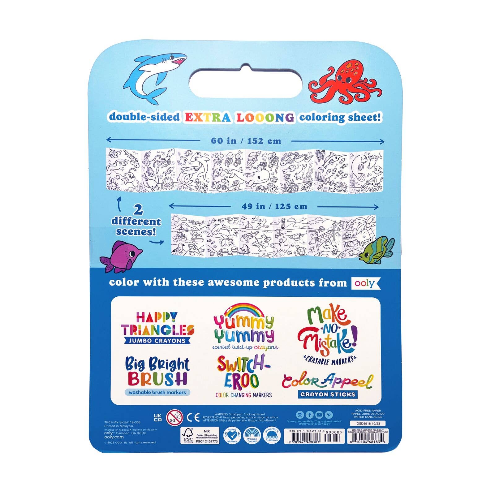 Color - A - Loong 5' Fold Out Coloring Book - Ocean Adventure