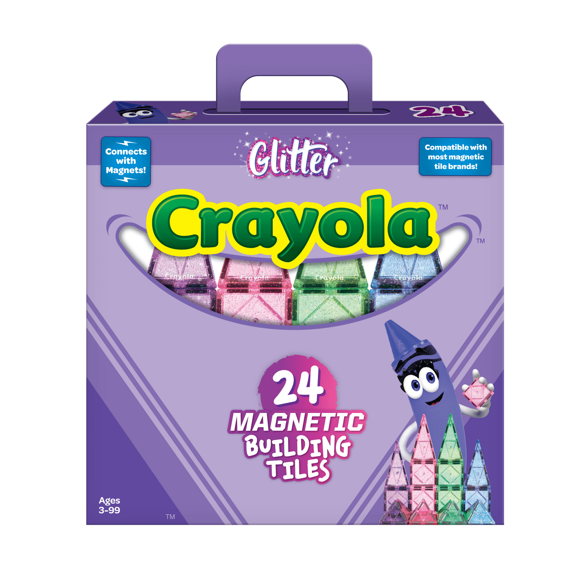 Crayola Glitter Magnetic Tiles 24 - Piece Set