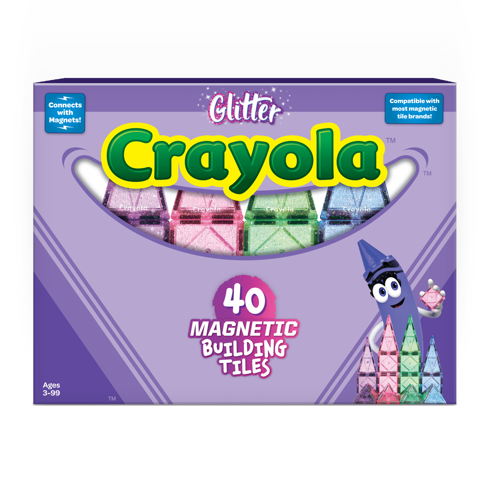 Crayola Glitter Magnetic Tiles 40 - Piece Set