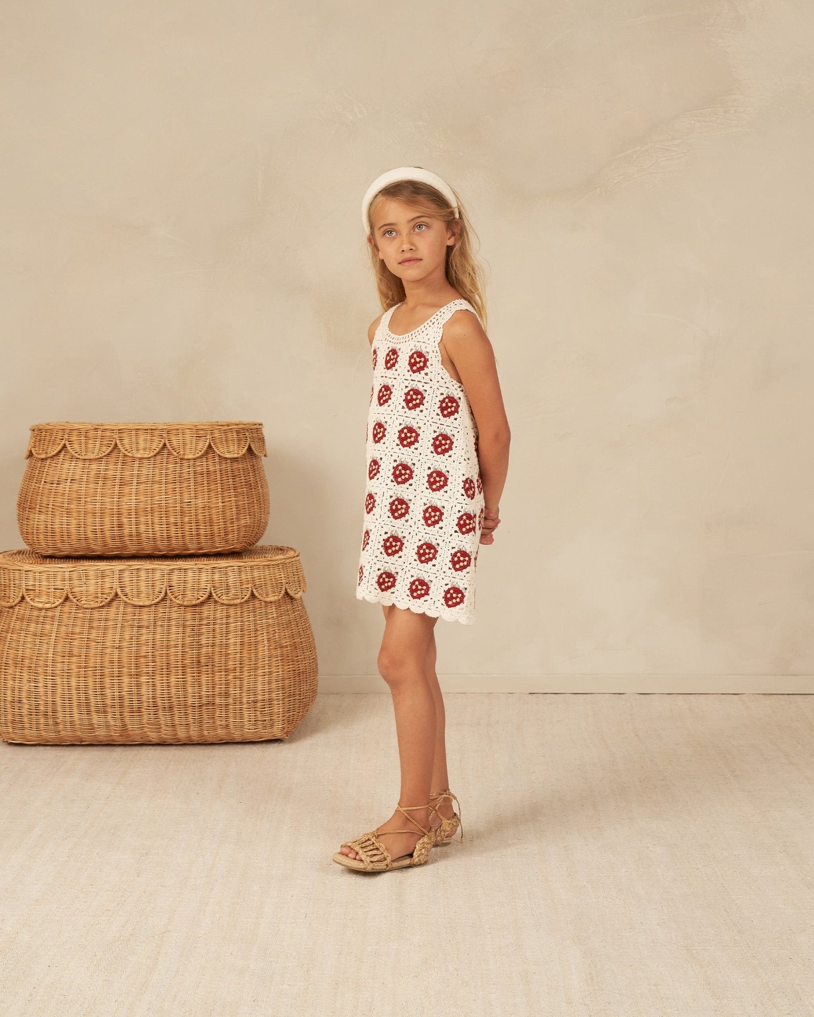 Crochet Tank Mini Dress || Strawberry - LAST 6/7Y & 10/12Y