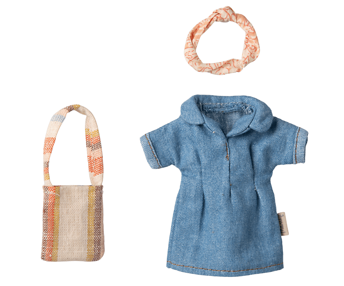 Denim dress and bag, Mum mouse