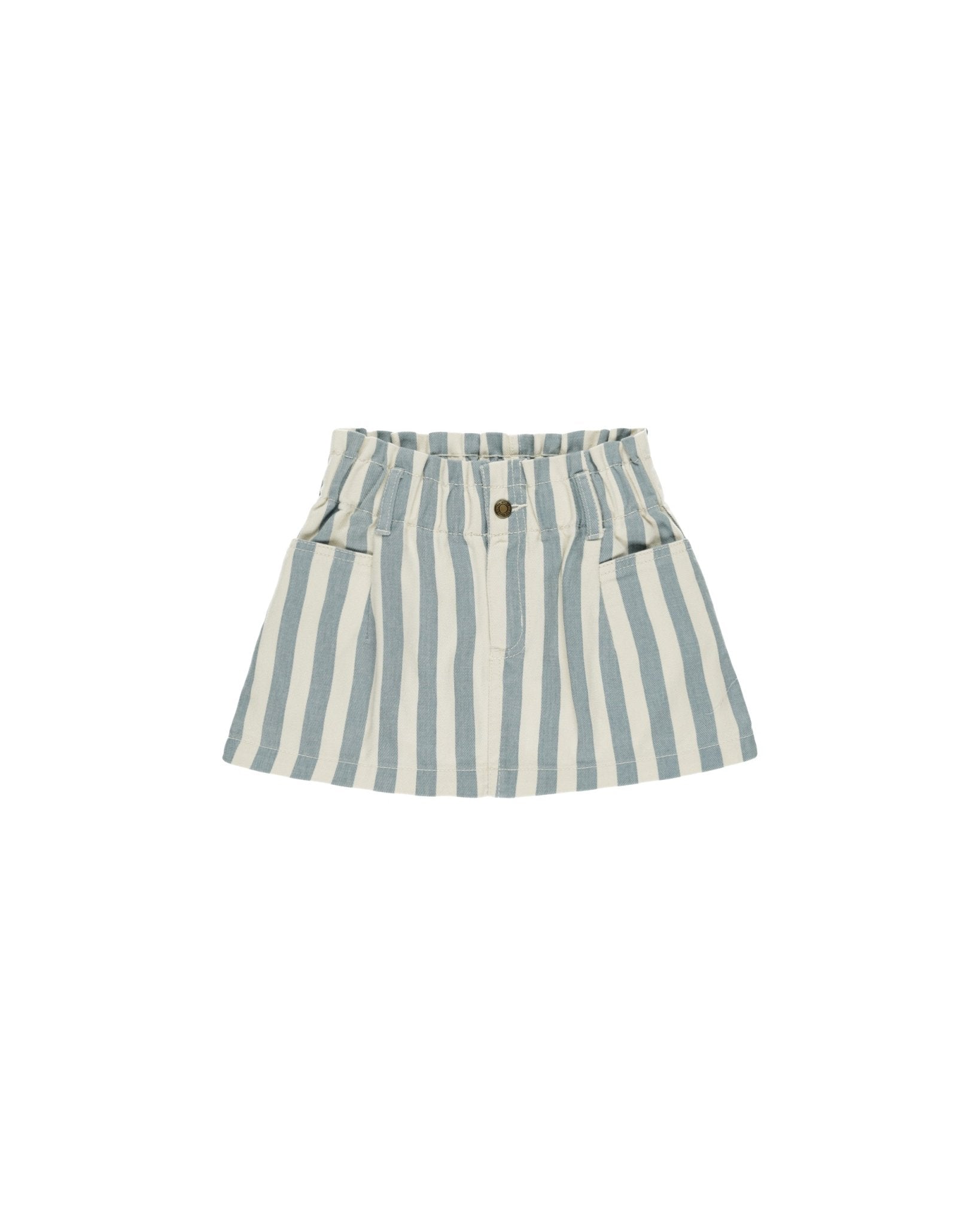 Denim Mini Skirt || Ocean Stripe
