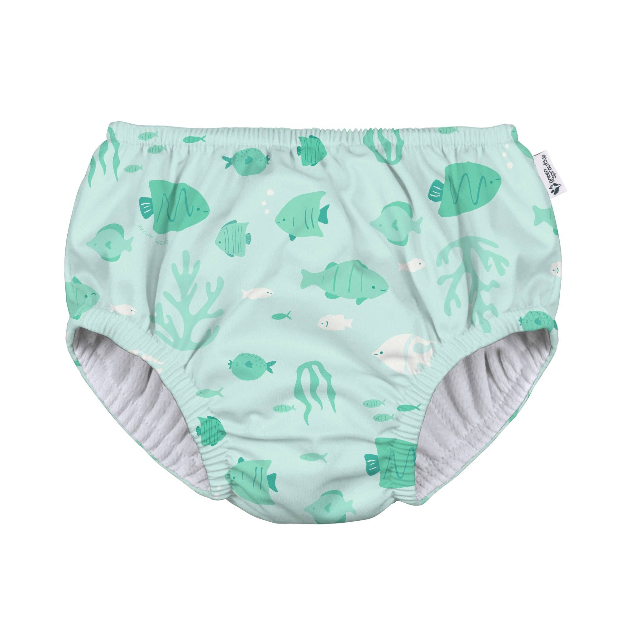 Eco Pull - up Swim Diaper || Light Seafoam Reef
