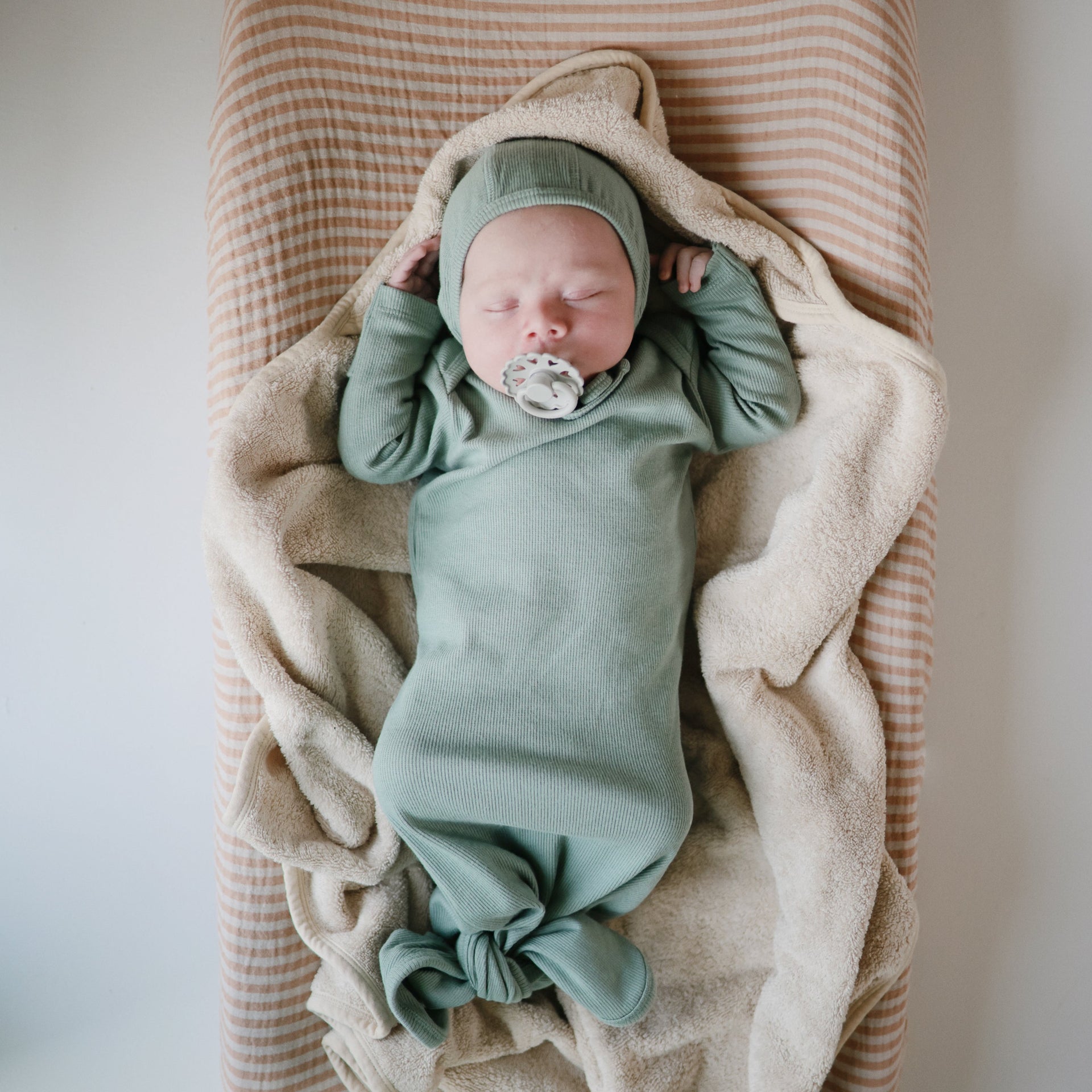 Extra Soft Muslin Changing Pad Cover | Natural Stripe