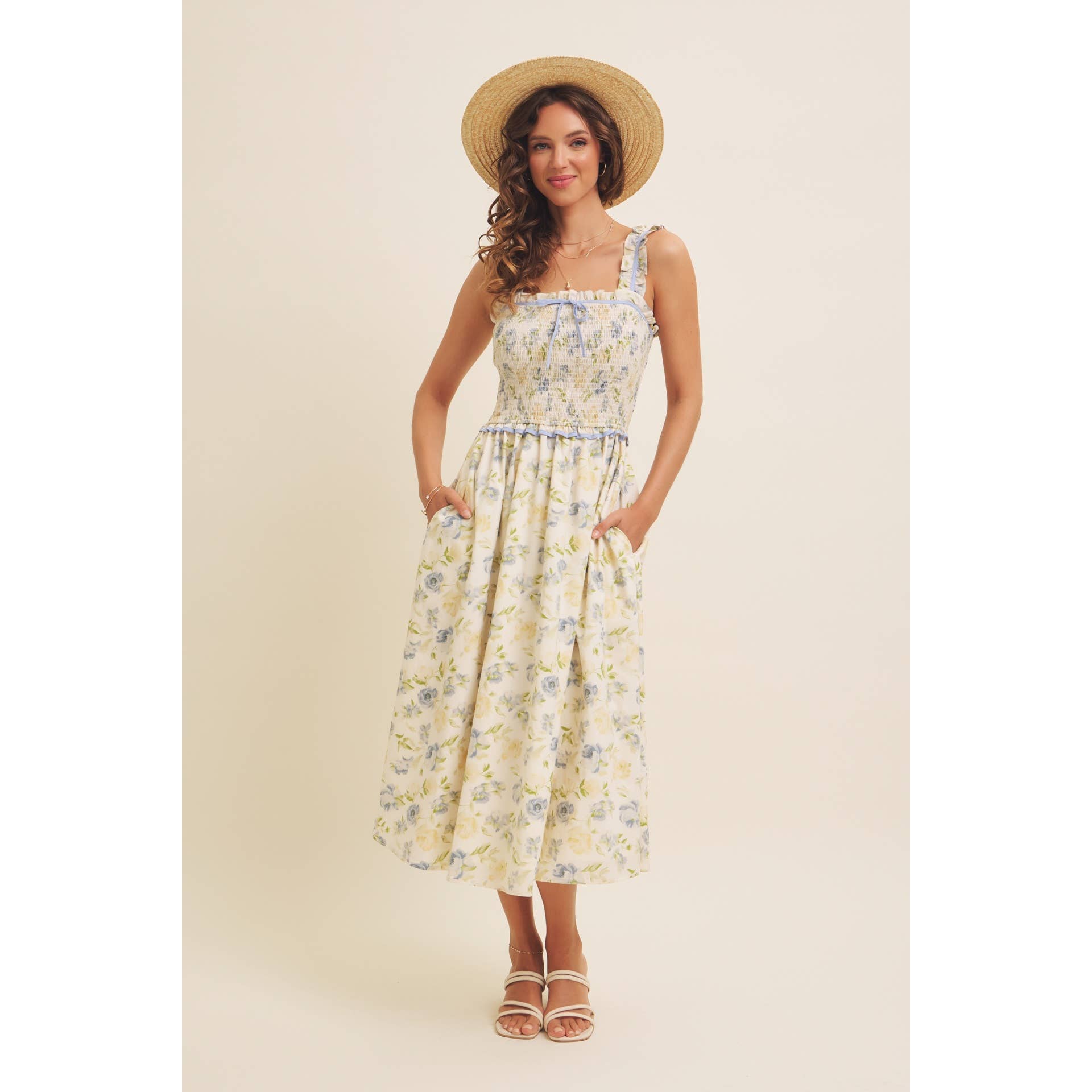 Floral Smocked Midi Dress