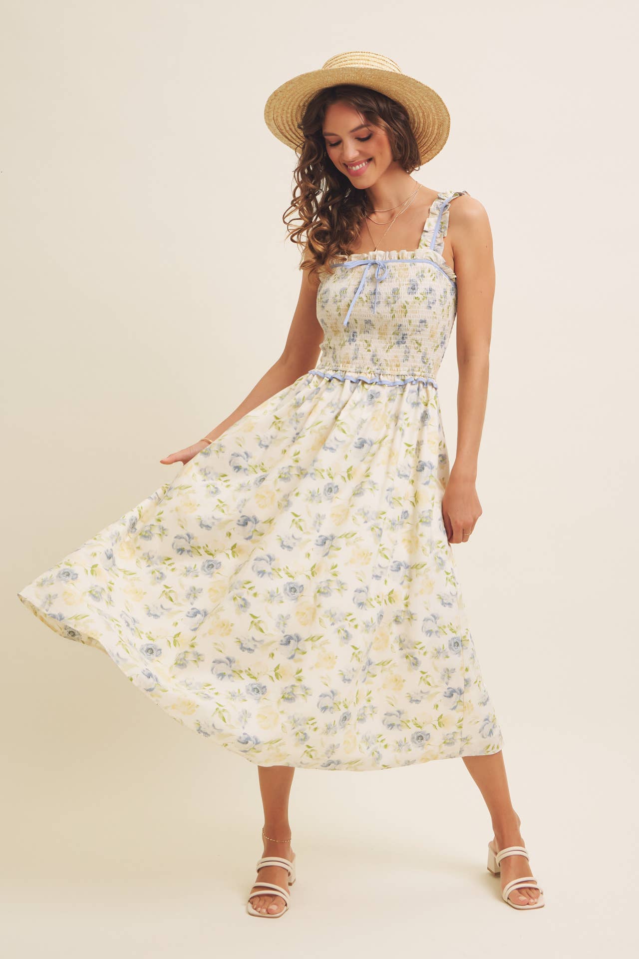Floral Smocked Midi Dress