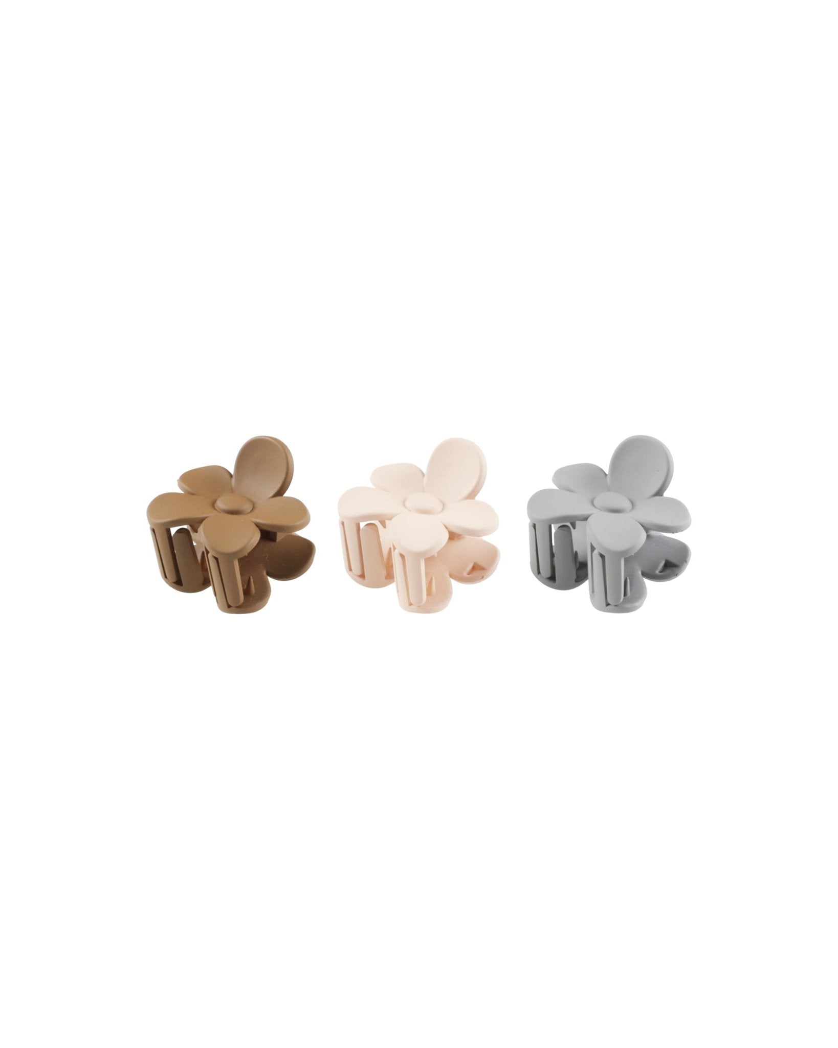 Flower Clip Set || Saddle, Shell, Dusty Blue