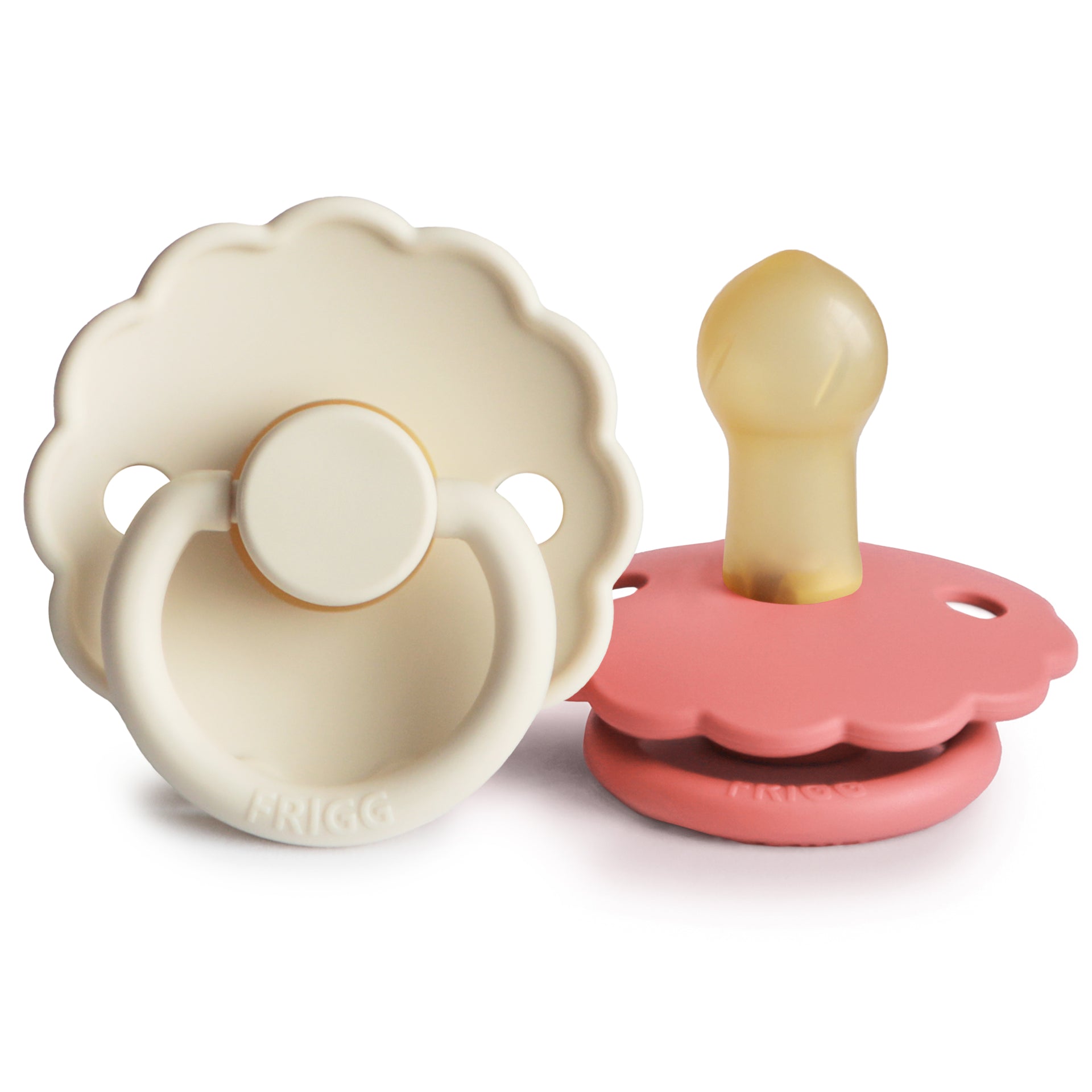 FRIGG Daisy Natural Rubber Pacifier 2pc | Cream/Poppy