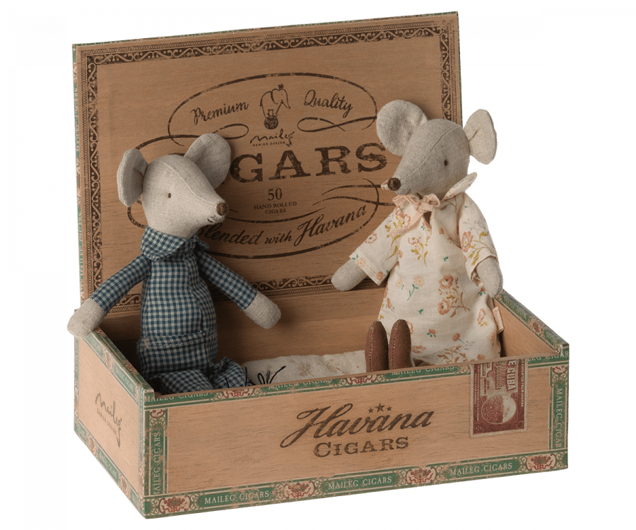 Grandma and Grandpa mice in cigarbox