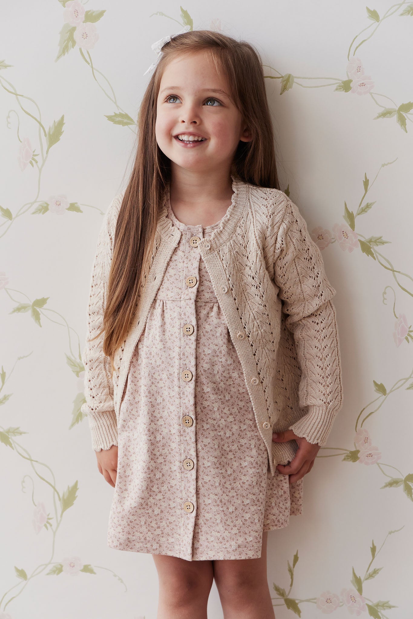 Hannah Knitted Cardigan | Light Oatmeal Marle