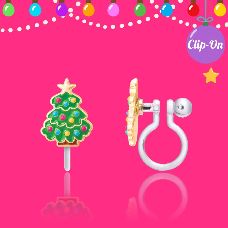 Happy Christmas Tree | Clip On Earrings
