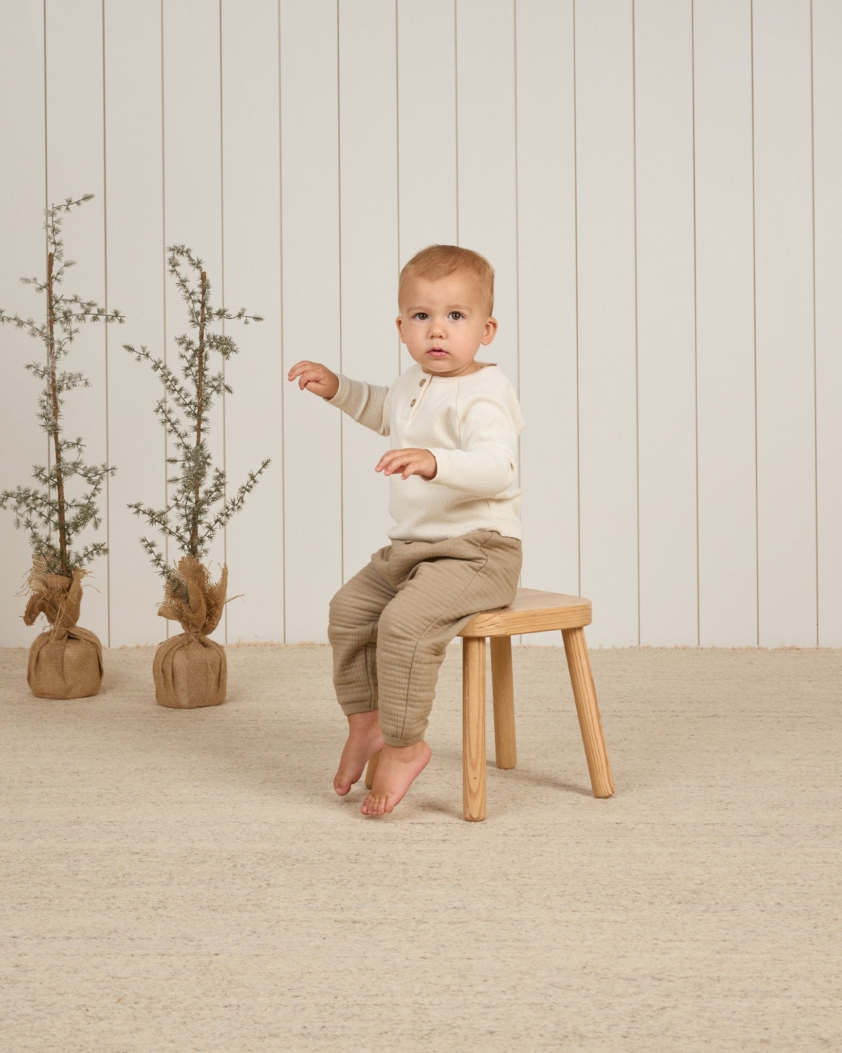 Henley Knit Top || Natural - LAST ONE 3/6M