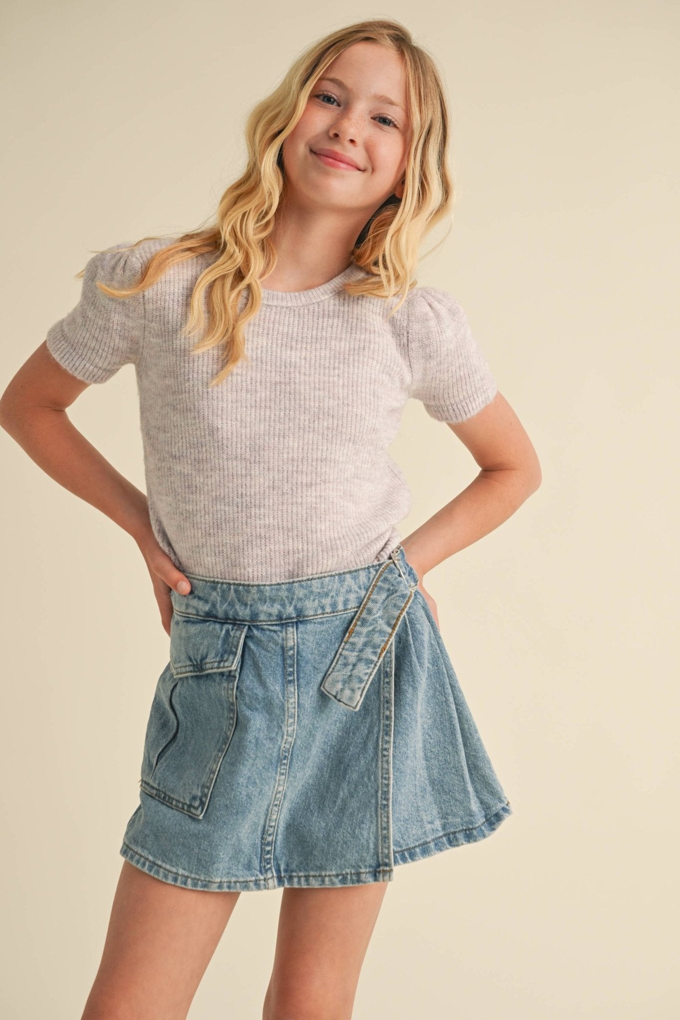 Julie Crop Puff Sleeve Sweater