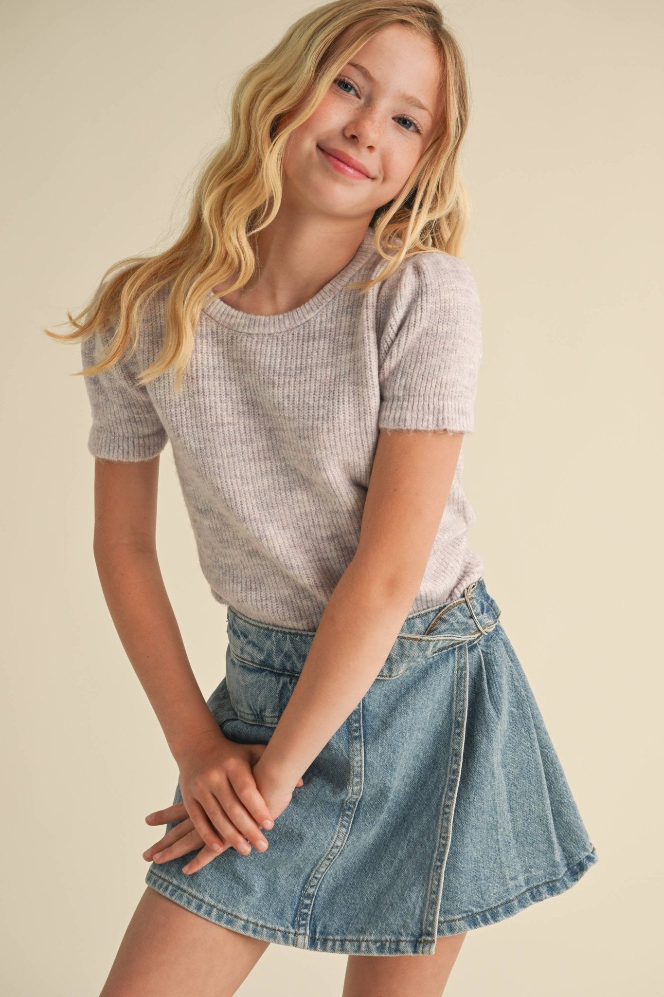 Julie Crop Puff Sleeve Sweater