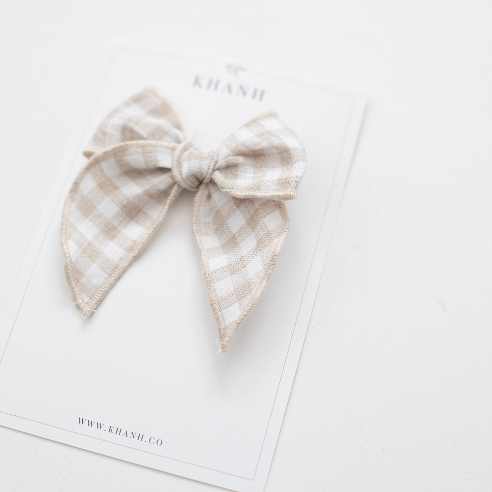 Khaki Check | Medium Whimsical Bow