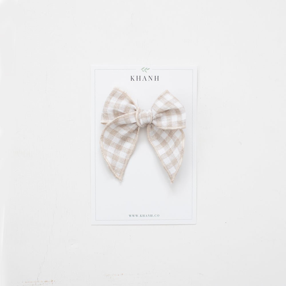 Khaki Check | Medium Whimsical Bow