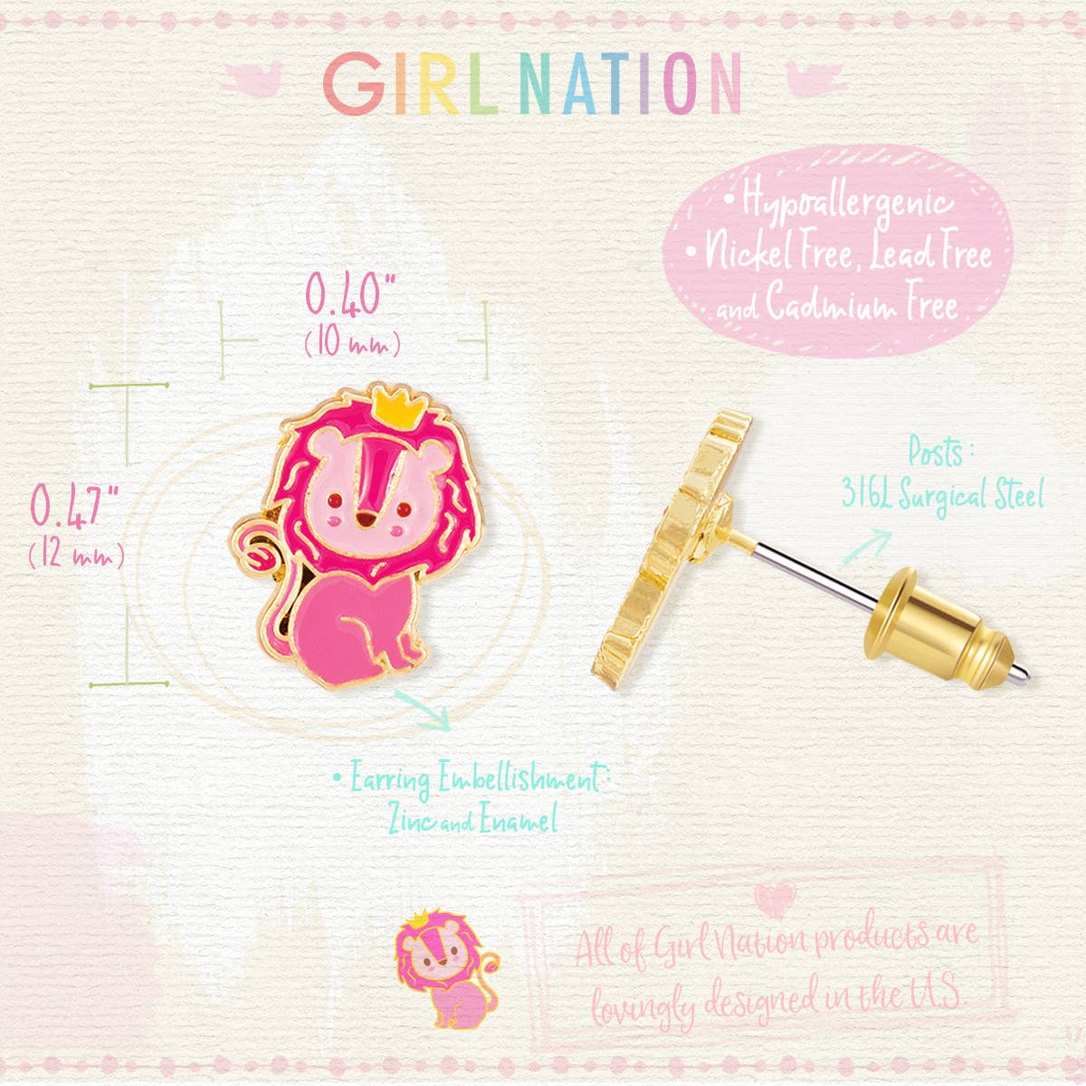 Little Lion King | Stud Earrings