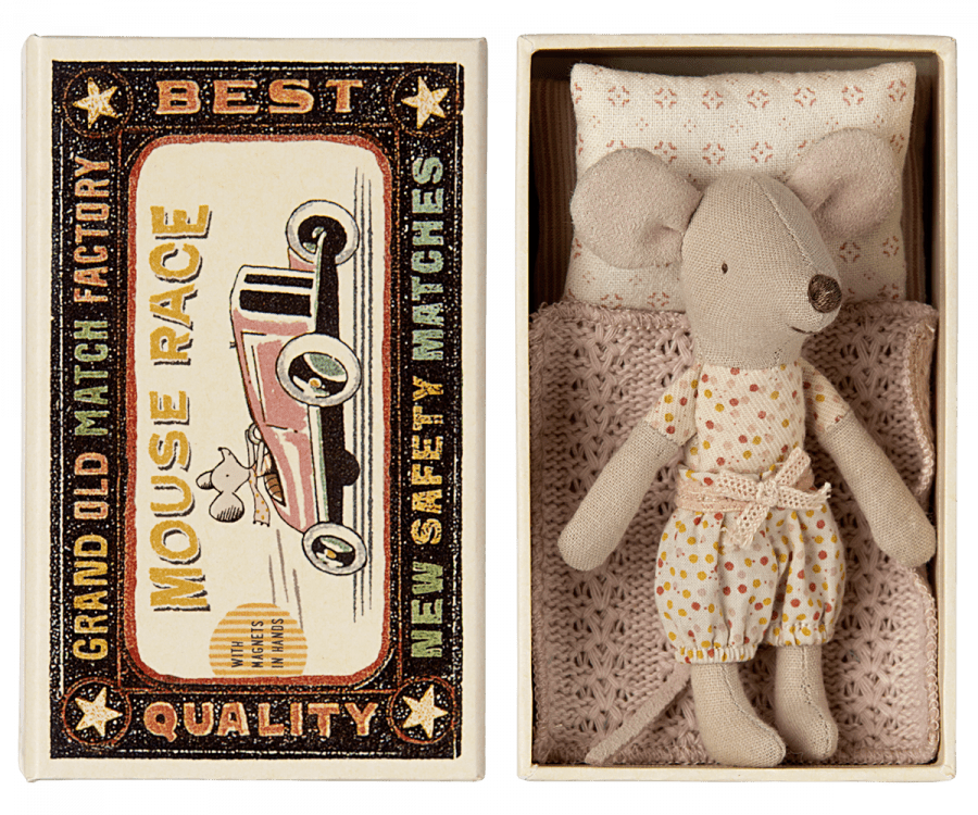 Little sister mouse in matchbox