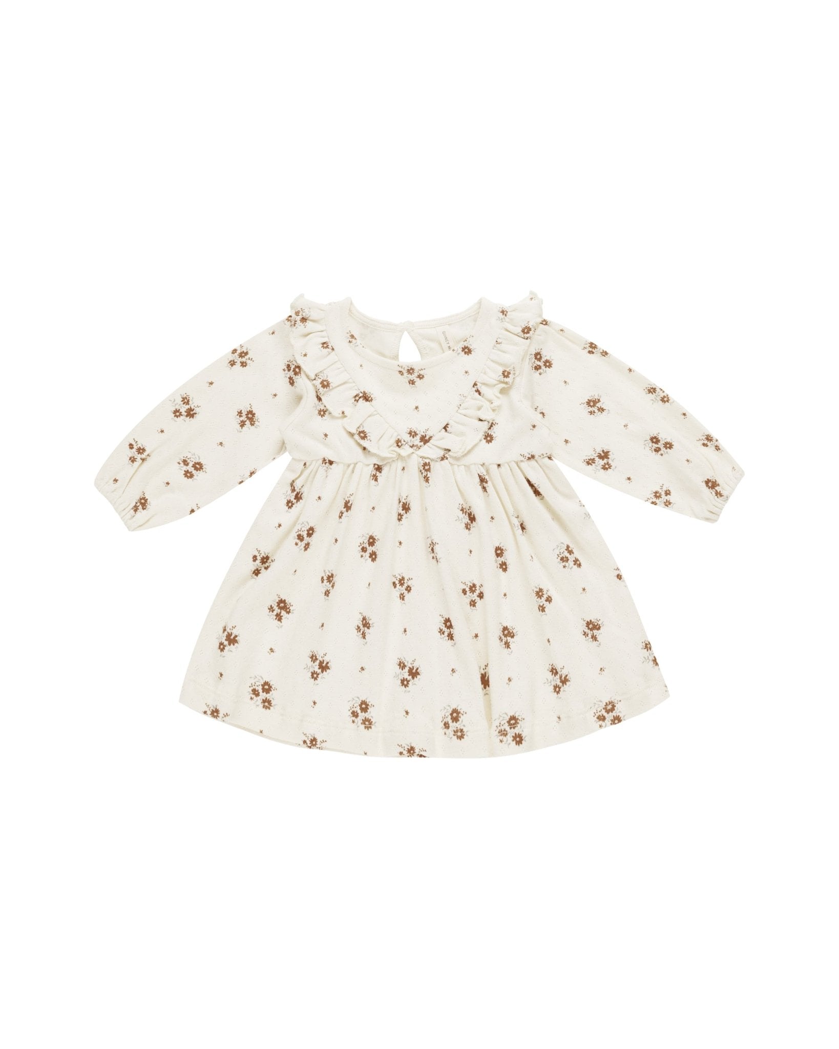 Long Sleeve Ruffle V Dress || Autumn Flora - LAST 3/6M & 6/12M