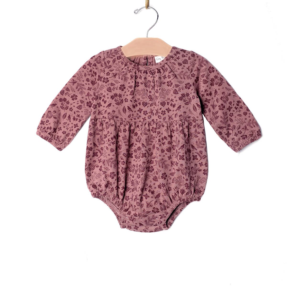 Long Sleeve Shortie Romper | Fall Plum Birds