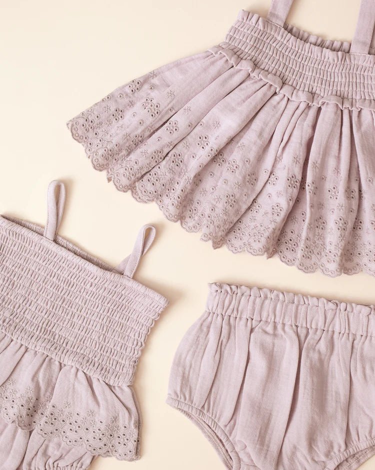 Mae Smocked Top + Bloomer Set || Lavender