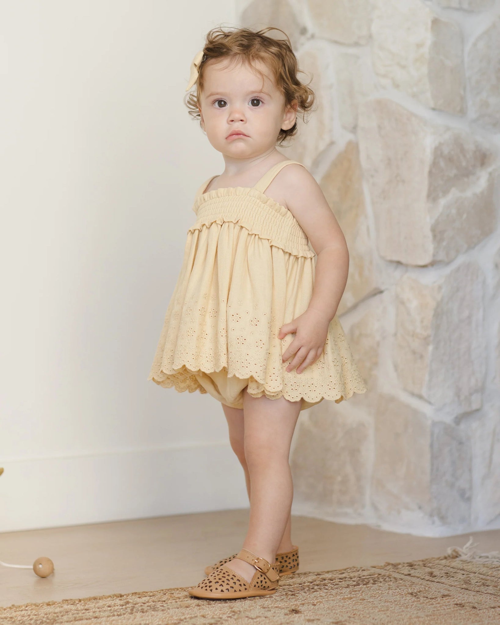 Mae Smocked Top + Bloomer Set || Yellow