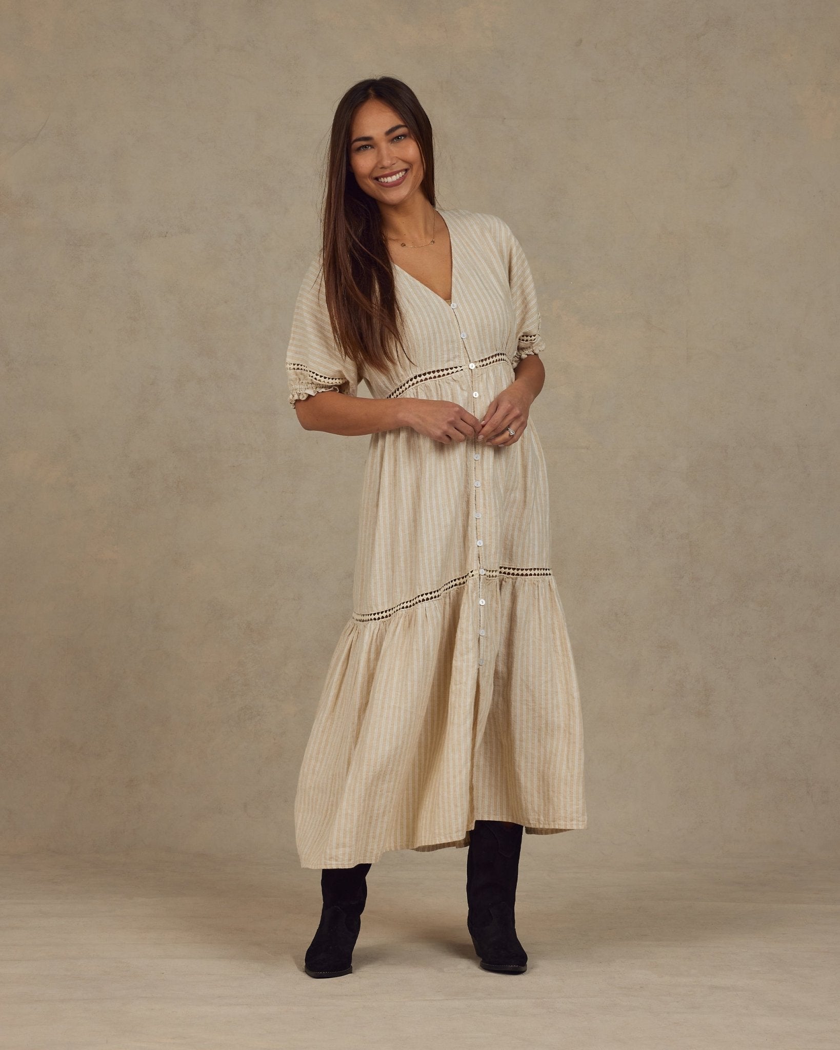 Mandi Dress || Champagne Stripe - LAST XS & XL