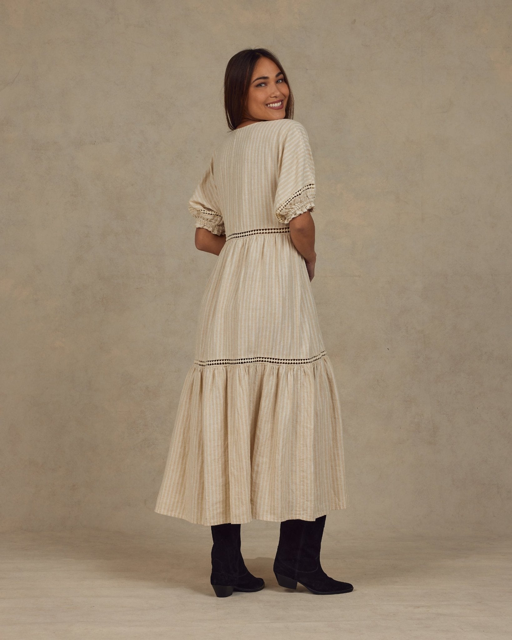 Mandi Dress || Champagne Stripe - LAST XS & XL