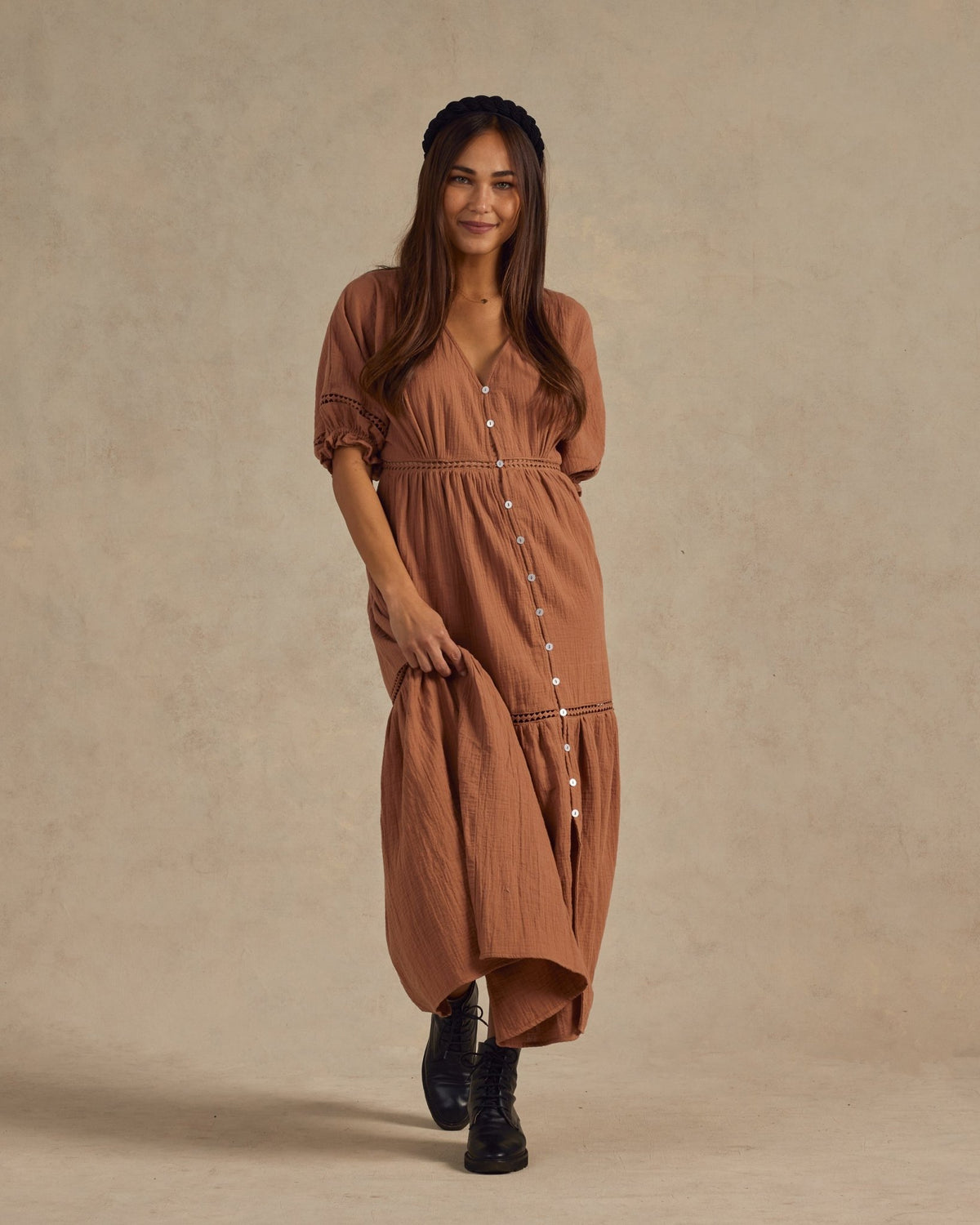 maxi chambray dress Denim Chambray Maxi Dress S / Dark Denim