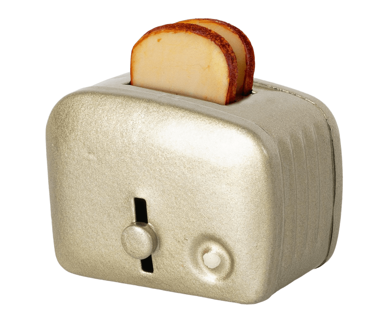 Miniature Toaster & Bread, Silver