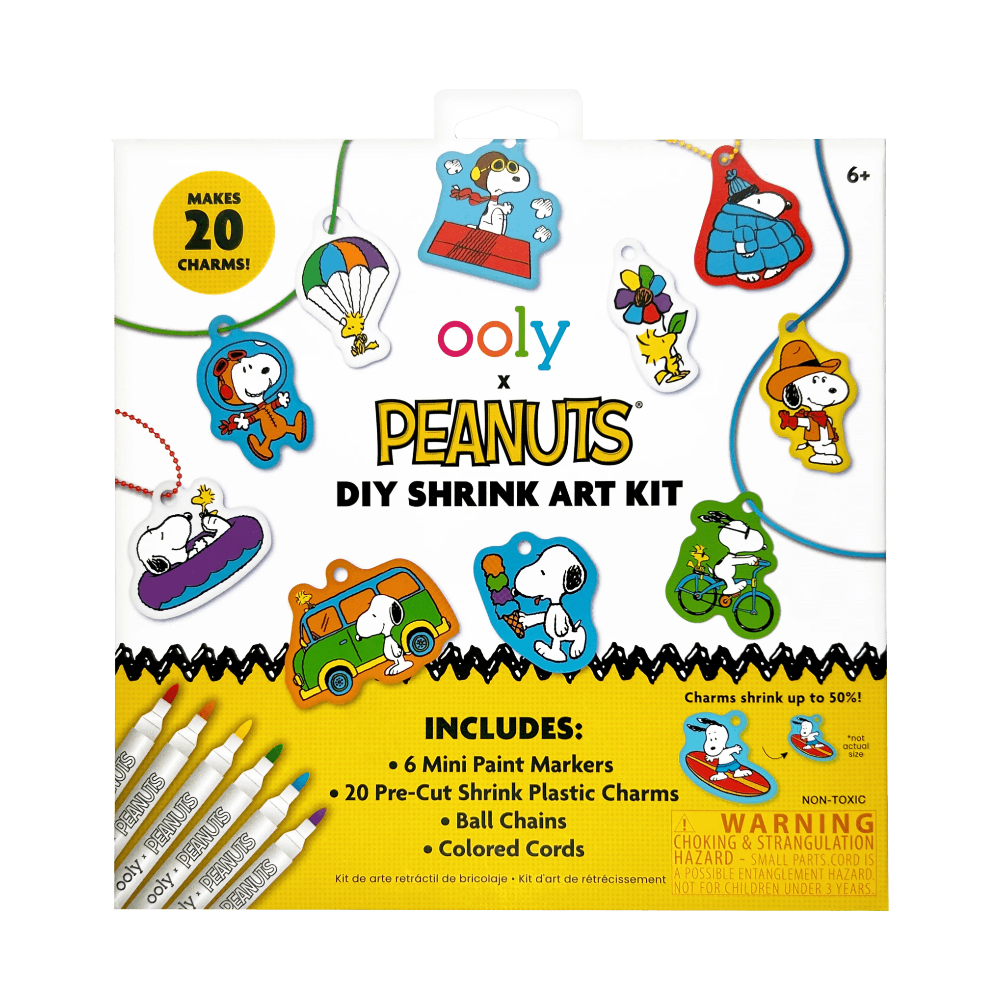 OOLY x Peanuts: D.I.Y. Shrink Art Kit & 6 Mini Paint Markers