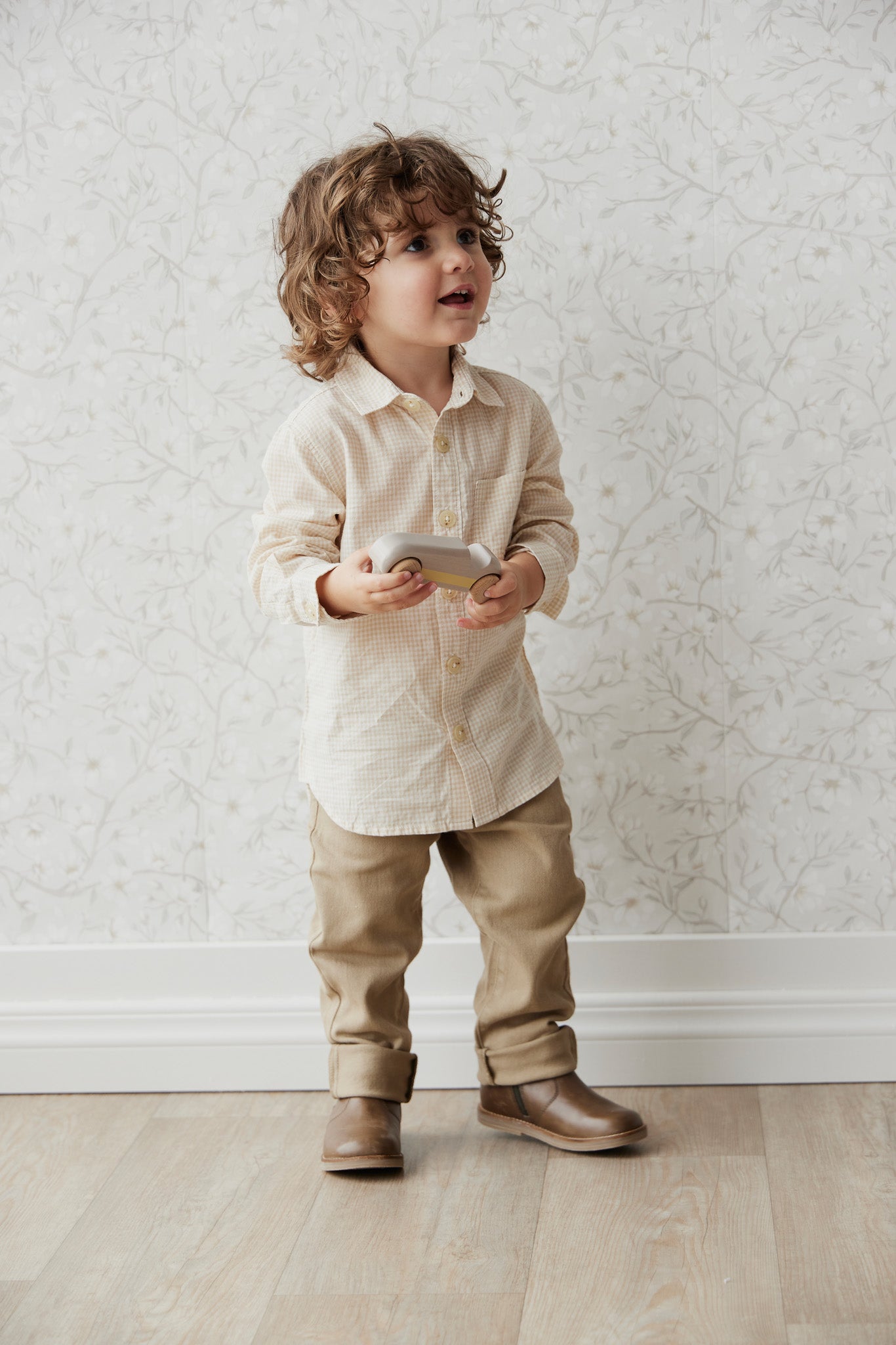 Organic Cotton Isaiah Shirt - Sesame Gingham