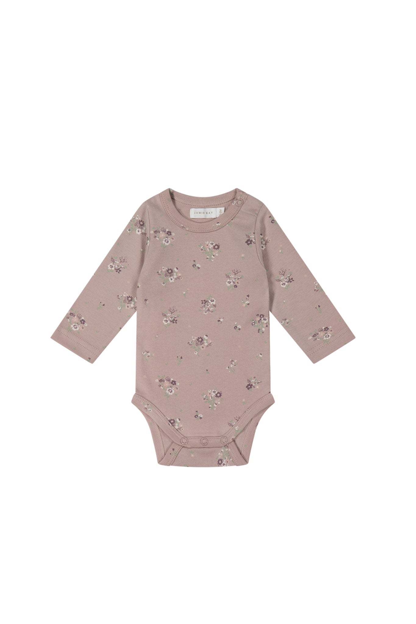 Organic Cotton Long Sleeve Bodysuit || Lauren Floral Fawn - LAST 3/6M & 6/12M