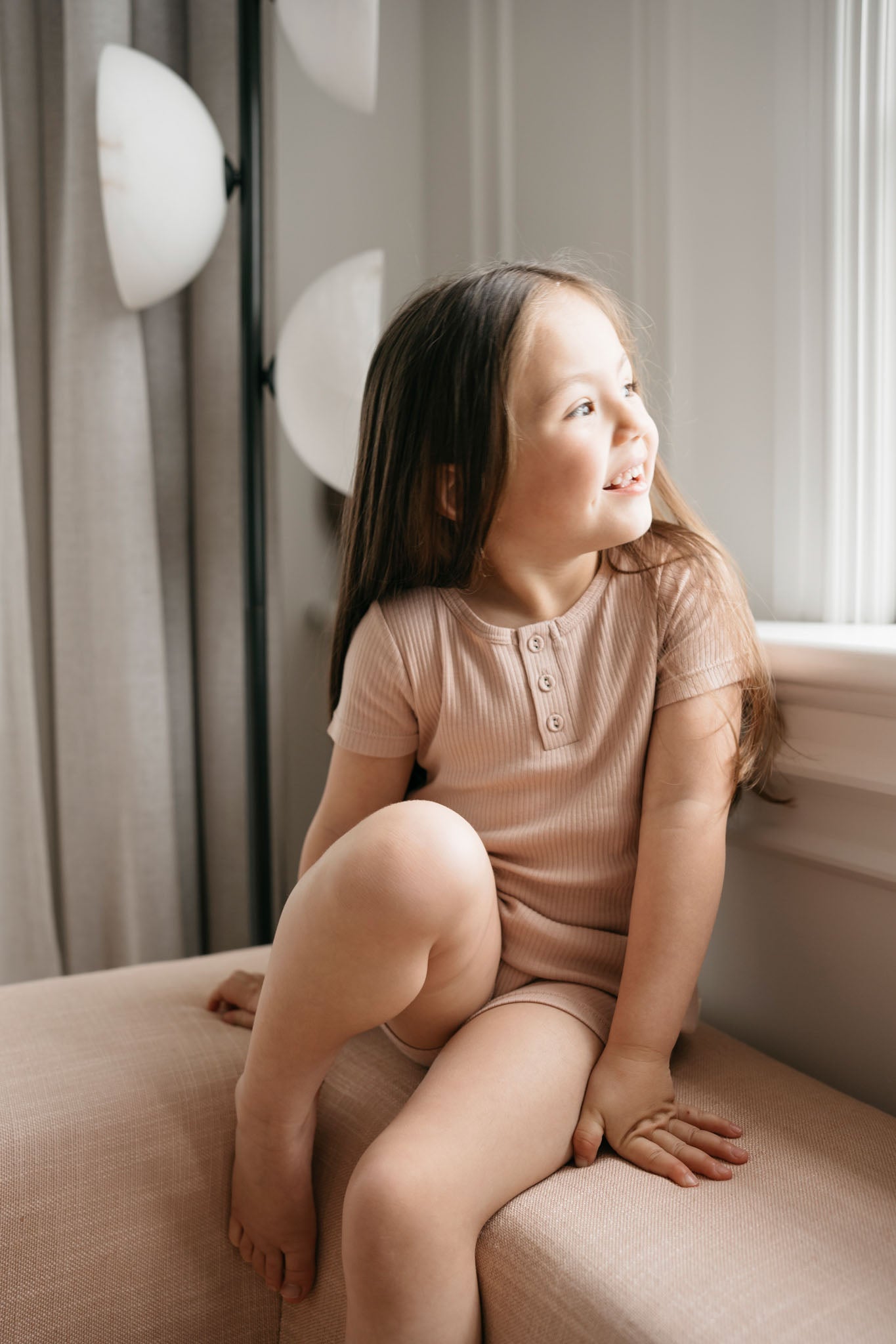 Organic Cotton Modal Henley Tee - Dusky Rose