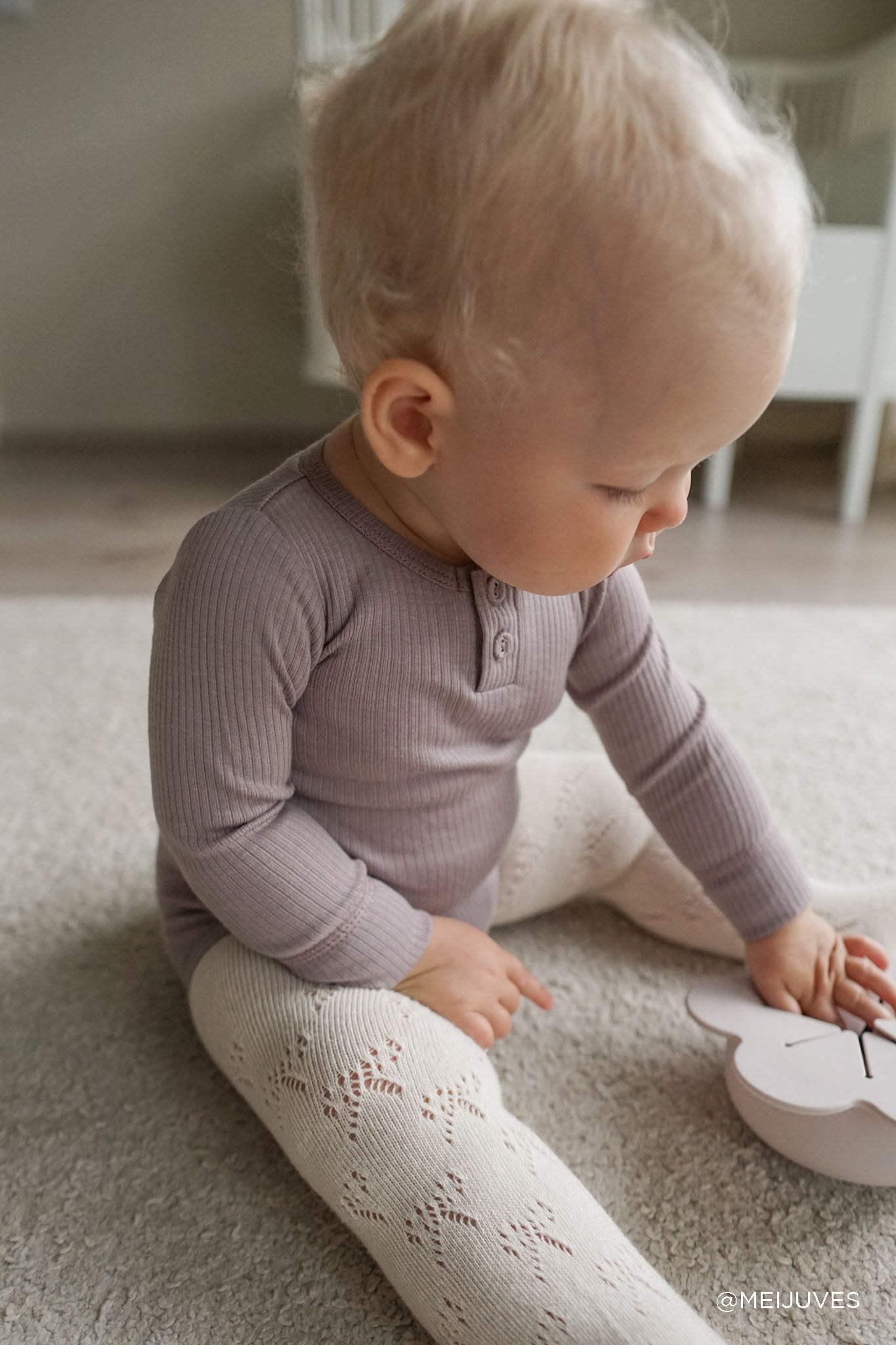 Organic Cotton Modal Long Sleeve Bodysuit - Mushroom
