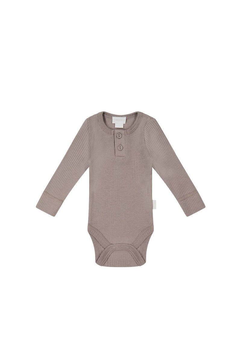 Organic Cotton Modal Long Sleeve Bodysuit - Mushroom