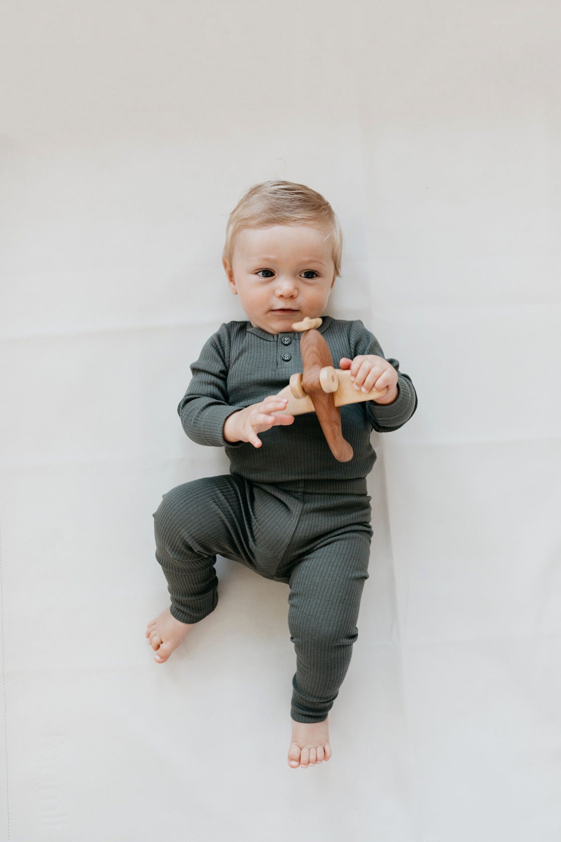 Organic Cotton Modal Long Sleeve Bodysuit - Olive