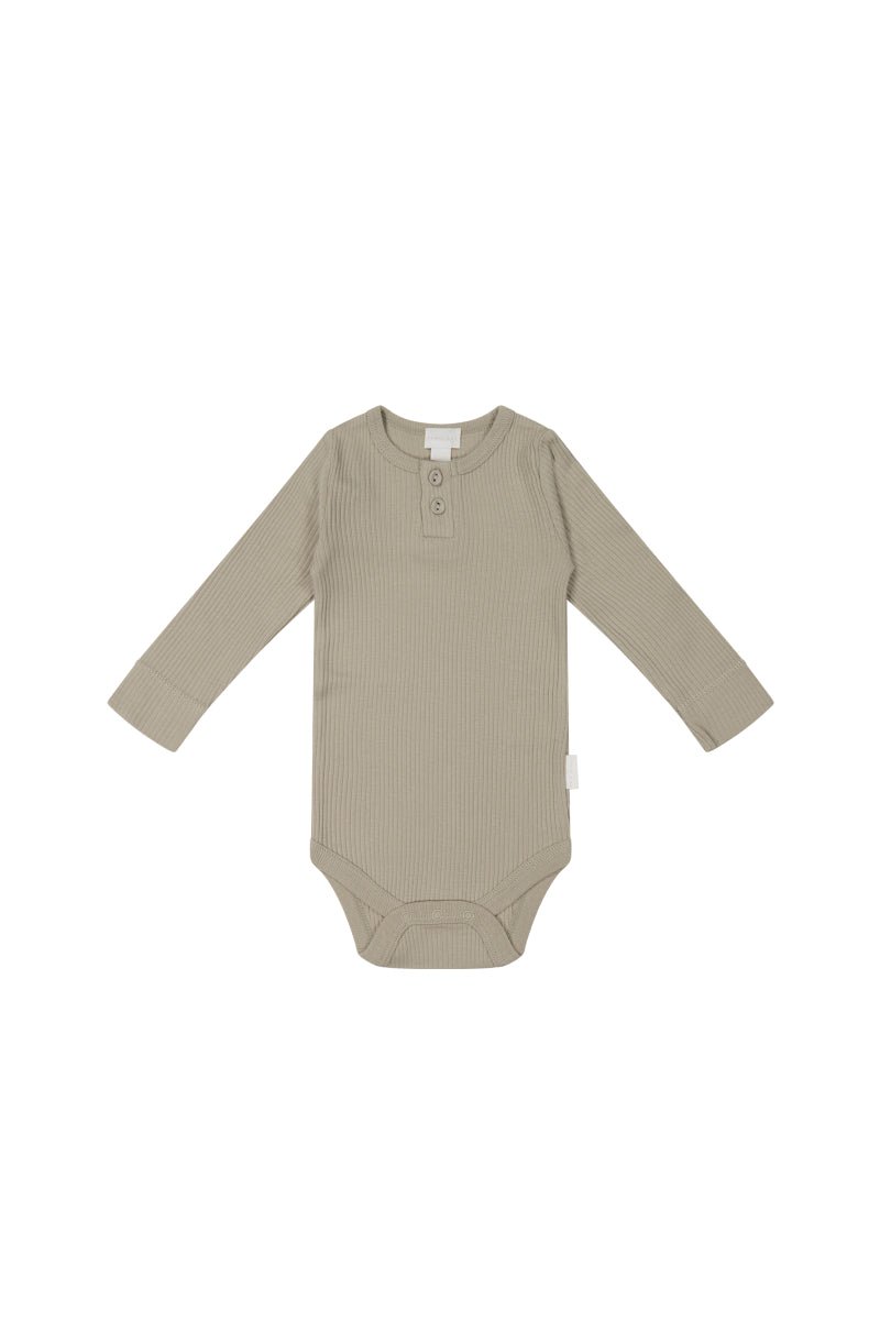Organic Cotton Modal Long Sleeve Bodysuit - Rye