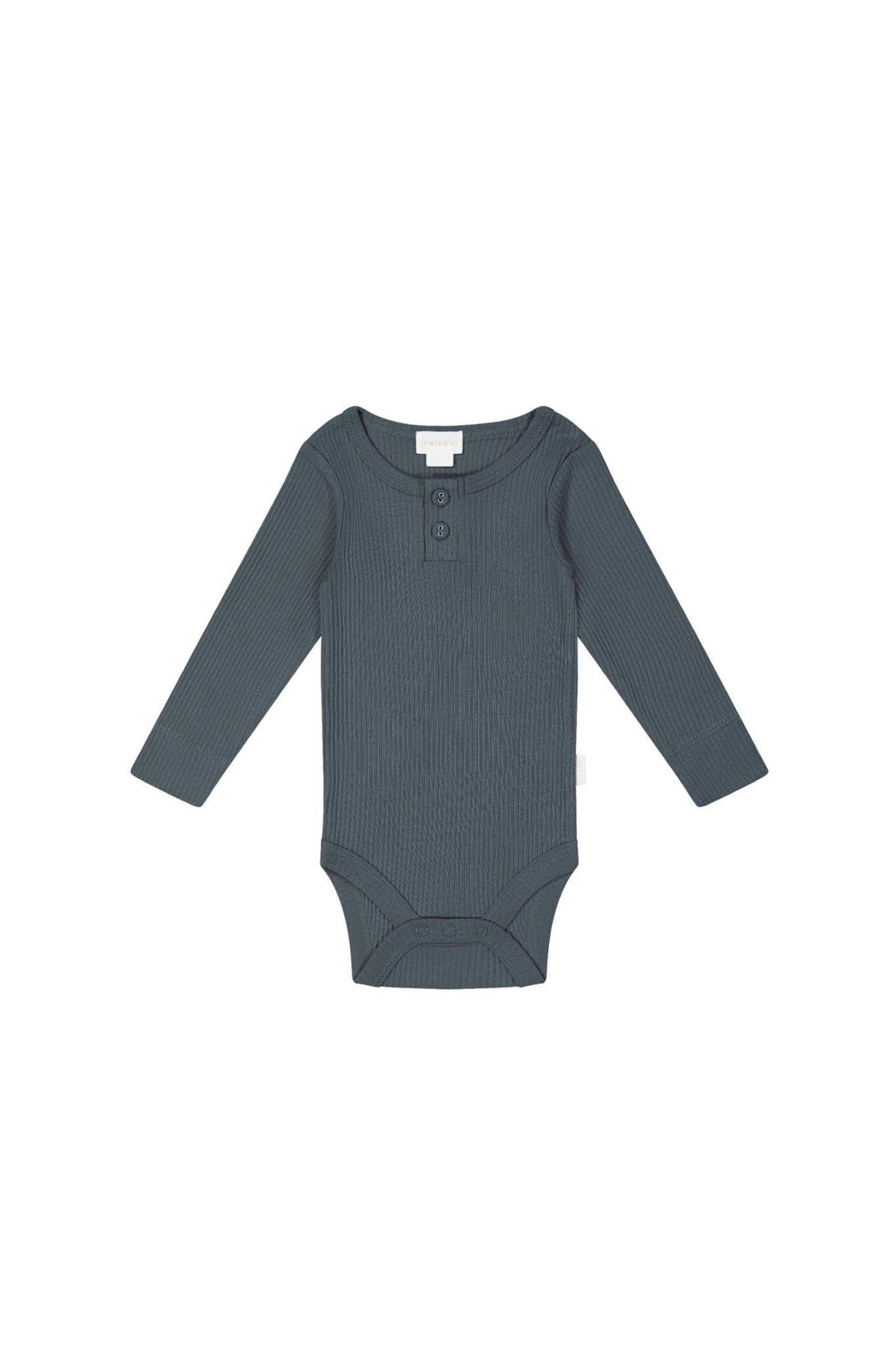 Organic Cotton Modal Long Sleeve Bodysuit - Smoke